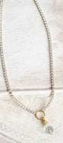 Faceted Crystal Pendant on a Rhinestone Tennis Necklace