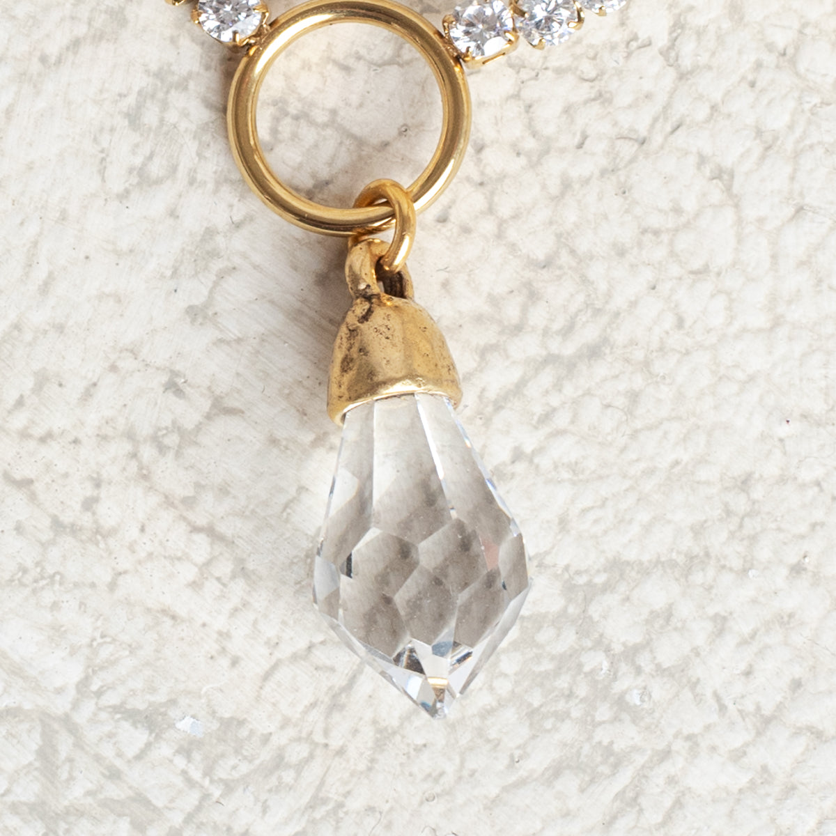 Faceted Crystal Pendant on a Rhinestone Tennis Necklace