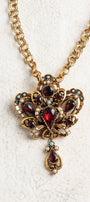 Signed Vintage ART Mode-Art 1960s Rhinestone & Turquoise Brooch Pendant Necklace