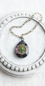 Multicolor Teardrop Crystal Faceted Prism Decor Ornament Hand Soldered with Antique Jewelry Flower