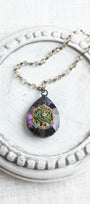 Multicolor Teardrop Crystal Faceted Prism Decor Ornament Hand Soldered with Antique Jewelry Flower