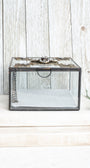 Vintage Inspired Unique Decorative Square Glass Box with Filigrees, Rhinestones and Pearls