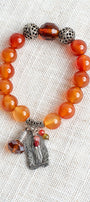 Carnelian and Crystal Stretch Bracelet with Catholic Medal and Crystal Charms