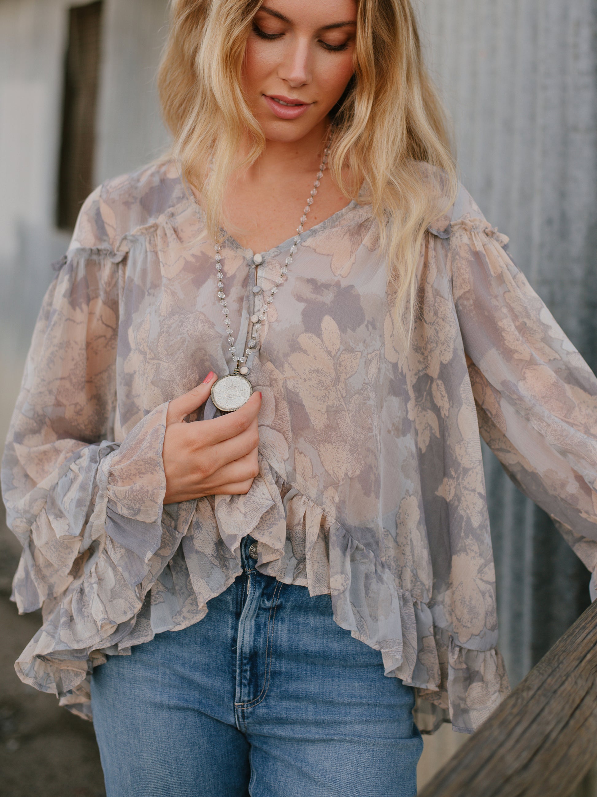 Antique Silver Dollar Coin Replica Bronze Bezel Pendant on a Bronze and Crystal Rosary Chain