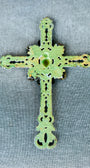 Sacred Heart Iron Chippy Paint Wall Cross with Rhinestone and Filligree Embellishments