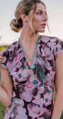 Turquoise Teardrop Pendant in Sterling Silver Bezel on Brilliant Blue Amazonite Silver Rosary Chain