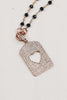 Cutout Heart Pave Tag on Delicate Rose Gold & Black Chain