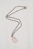 Cutout Heart Pave Tag on Delicate Rose Gold & Black Chain