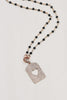 Cutout Heart Pave Tag on Delicate Rose Gold & Black Chain