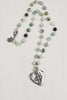Sterling Silver Heart Pendant on Amazonite Gemstone Rosary Chain Necklace