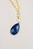 Yellow Quartz and Blue Lapis Sterling Silver Tear Drop Necklace