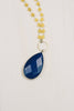 Yellow Jade and Blue Lapis Sterling Silver Tear Drop Necklace