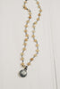 Hand Soldered Crystal Necklace on Rutile Quartz Silver Rosary Chain