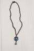 Pave Greek Evil Eye Necklace on Gunmetal Chain