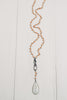 Moonstone Pendant on Peach Agate Rosary Chain Necklace