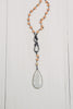 Moonstone Pendant on Peach Agate Rosary Chain Necklace