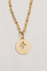 Matte Gold Cross Cutout Disc Necklace