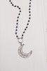 Pave Crystal Crescent Moon on Delicate Royal Blue Lapis Beads