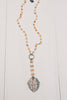 Pavé Cross Layered Pendant on Orange Agate & Silver Rosary Chain