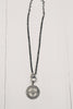 Grey Crystal Pave Pendant on Hematite & Crystal Chain