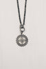 Grey Crystal Pave Pendant on Hematite & Crystal Chain