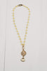 Short Yellow Quartz Necklace with Gold Pendant & Crystal Drop