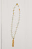 Gold Drop Pendant on Amazonite Rosary Beads