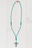 Roma Vintage Turquoise Cross on Turquoise, Hematite and Czech Bead Necklace