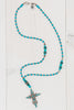 Roma Vintage Turquoise Cross on Turquoise, Hematite and Czech Bead Necklace