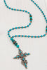 Roma Vintage Turquoise Cross on Turquoise, Hematite and Czech Bead Necklace