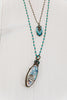 Hand Soldered Double Pendant Necklace on Rosary Chain of Blue Crystal and Hematite