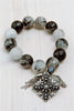 Statement Tourmalinated Quartz Charm Bracelet with Charms, Stones, and Pearls