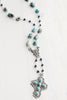 Blue Larimar, Sterling Silver and Hemitite Cross Y Necklace