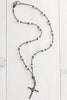 Sterling Silver Marcasite Cross on Moon Stone and Hematite Necklace