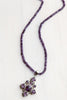 Sterling Silver Amethyst Cross Pendant on Amethyst Faceted Beaded Necklace