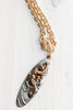 Matte 18k Gold Two Tone Necklace and Oval Custom Pendant