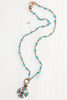 Maltese Sterling Silver Turkish Cross with Turquoise Enamel and Crystal Rosary Chain