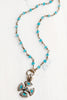 Maltese Sterling Silver Turkish Cross with Turquoise Enamel and Crystal Rosary Chain