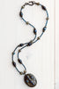 Blue Sapphire and Labradorite Hand Soldered Pendant on Sapphire and Labradorite Beaded Necklace