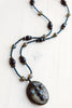 Blue Sapphire and Labradorite Hand Soldered Pendant on Sapphire and Labradorite Beaded Necklace