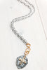 Silver and Matte Gold Cross Necklace on Silver Loop Metal Chain Modern Christian Style