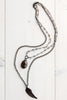 Double Necklace with Quartz Cross Stone and Soldered Angel Wing