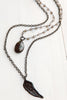 Double Necklace with Quartz Cross Stone and Soldered Angel Wing