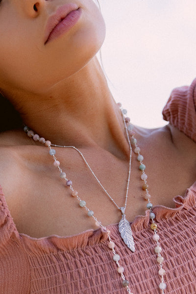 Sterling Silver Pave Feather Pendant on Delicate Necklace