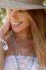 Matte White Bronze Hammered Crescent Necklace