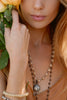 Hand Soldered Crystal Necklace on Rutile Quartz Silver Rosary Chain