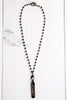 Pavé LOVE Pendant Necklace with Hematite and Sterling Silver Rosary Bead Chain