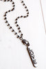 Pavé LOVE Pendant Necklace with Hematite and Sterling Silver Rosary Bead Chain