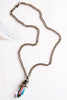 Faceted Crystal Iridescent Hand Soldered Pendant Necklace with Silver Chain