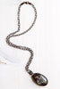 Rutilated Quartz Pendant Necklace with Cross Embellishment and Gunmetal Chain